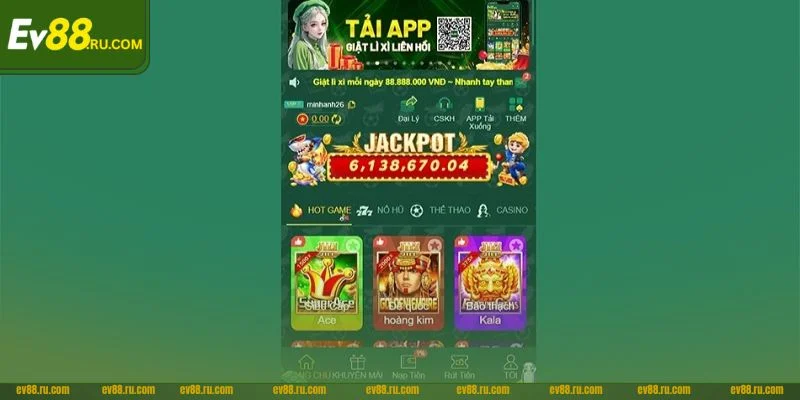 Tải app EV88 mang đến nhiều lợi ích tuyệt vời cho bet thủ.